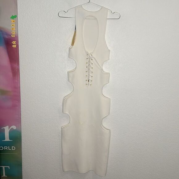 NWT DUNDAS Cut Out MIDI Dress White Knit Revolve Small - Picture 8 of 16